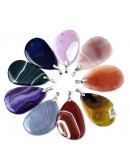 Agata. Colores variados. Engarce de aleación. Color plateado. 58x380x5~7 mm. 4x5 mm cierre. 1 ud.