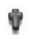 Religión: Cruz (3). Acero inoxidable. Color negro. 14x10x4 mm. 2,5 mm perforación vertical. 1 ud.