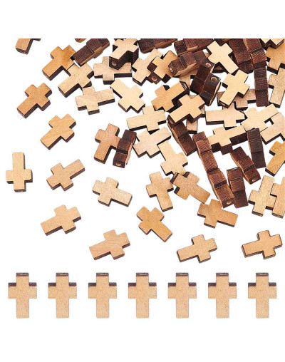 Madera Beads. Cruz. Color Coconut Brown. 15x9.5x4.5 mm. 1.8 mm perforación. 10 uds aprox.