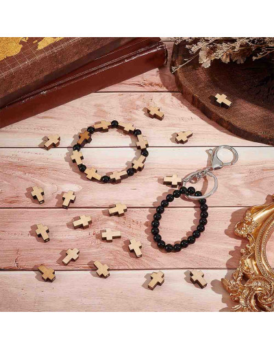 Madera Beads. Cruz. Color Coconut Brown. 15x9.5x4.5 mm. 1.8 mm perforación. 10 uds aprox.