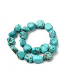 Howlite. Nuggets Tumbled. Teñido Turquesa. 8~11x6~10x5~8 mm. 1 mm perforación. 20 uds aprox. 1 hilo.