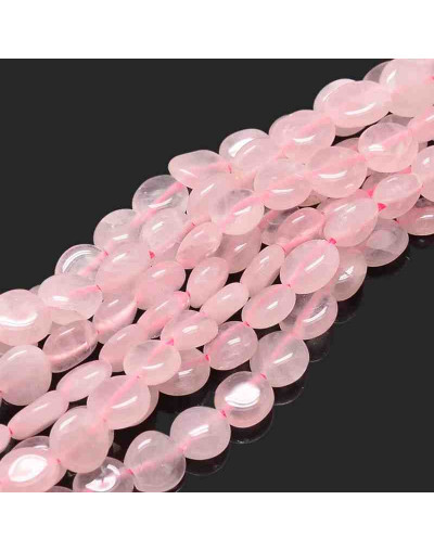 Cuarzo Rosa. Nuggets Tumbled. 5~10x6~7x3~7 mm. 1 mm perforación. 50 uds aprox. 1 hilo.