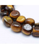 Ojo de Tigre. Nuggets Tumbled. 8~15x5~10 mm. 1 mm perforación. 40 uds aprox. 1 hilo.