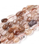 Cuarzo Rutilado. Nuggets Tumbled. 5~10x5~7x2~6 mm. 1 mm perforación. 50 uds aprox.1 hilo.