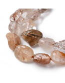 Cuarzo Rutilado. Nuggets Tumbled. 5~12x5~8 mm. 1 mm perforación. 45 uds aprox. 1 hilo.