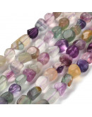 Fluorita. Nuggets Tumbled. 7~13x4~10x4~10 mm. 1.2 mm perforación. 45 uds aprox. 1 hilo.