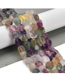 Fluorita. Nuggets Tumbled. 7~13x4~10x4~10 mm. 1.2 mm perforación. 45 uds aprox. 1 hilo.
