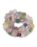 Fluorita. Nuggets Tumbled. 7~13x4~10x4~10 mm. 1.2 mm perforación. 45 uds aprox. 1 hilo.