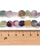 Fluorita. Nuggets Tumbled. 7~13x4~10x4~10 mm. 1.2 mm perforación. 45 uds aprox. 1 hilo.