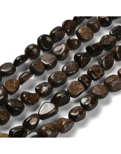 Bronzite. Nuggets Tumbled. 7~13x4~10x4~10 mm. 1.2 mm perforación. 45 uds aprox. 1 hilo.