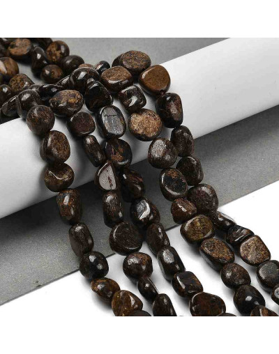Bronzite. Nuggets Tumbled. 7~13x4~10x4~10 mm. 1.2 mm perforación. 45 uds aprox. 1 hilo.