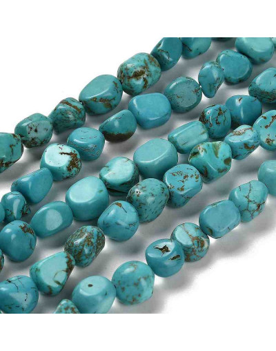 Howlite. Nuggets Tumbled. Teñidas térmicamente. 7~13x4~10x4~10 mm. 1.2 mm perforación. 45 uds hilo.