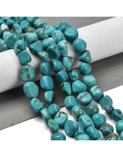 Howlite. Nuggets Tumbled. Teñidas térmicamente. 7~13x4~10x4~10 mm. 1.2 mm perforación. 45 uds hilo.