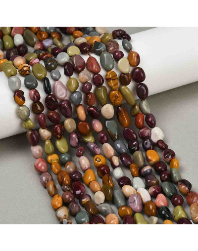 Agata Alashan. Nuggets Tumbled. 7~14x7~12x5~8 mm. 0.8 mm perforación. 37 uds aprox. 1 hilo.