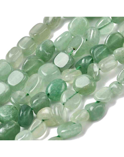 Aventurina. Nuggets Tumbled. Verde. 5~9x5~8x3~6 mm. 0.8 mm perforación. 30 uds aprox. 1 hilo.