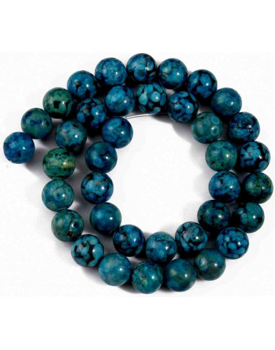 Turquesa sintética. Xinjiang DARK BLUE. 10 mm diámetro. 1 mm perforación. 35 uds hilo aprox. 1 hilo.