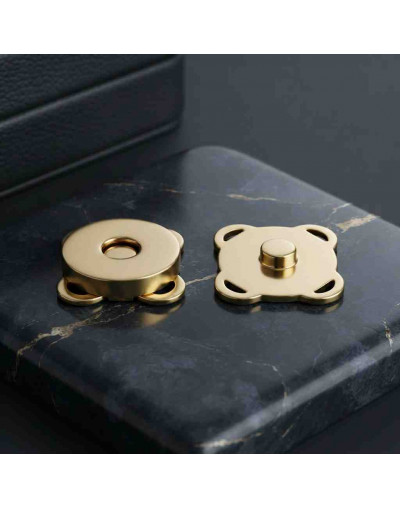 Cierre Magnético. Aleación de cobre. Dorado. 14 mm. 4 set.