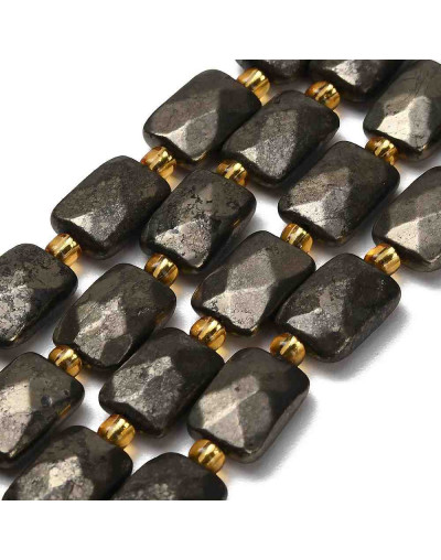 Pirita. Rectángulo Faceteado. 14x10x6 mm. 1.2 mm perforación. 1 ud.