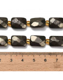 Pirita. Rectángulo Faceteado. 14x10x6 mm. 1.2 mm perforación. 1 ud.