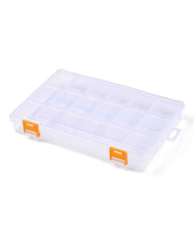 Organizador. 15 divisiones. Tapa abatible. 23x15.5x3.2 cm. 1 ud.
