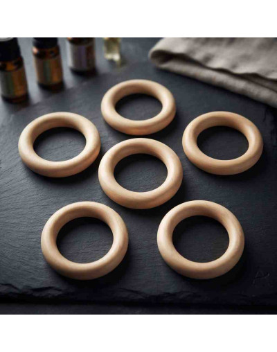 Linking Rings. Círculo. Madera. Color Khaki. 55x9 milímetros. 36 mm agujero. 4 uds.