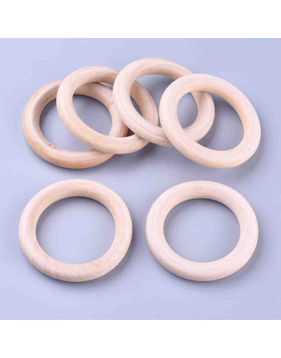 Linking Rings. Círculo. Madera. Color Khaki. 65x10 milímetros. 44 mm agujero. 4 uds.