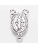 Religión: Virgen. Centro rosario. Aleación cobre. Color mixto. 16.5x10 mm. 1.5 mm perforación. 5 uds