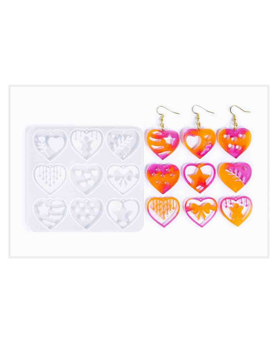 Molde para resina. Dijes y aretes. Corazones (1). 105x94x4.5 mm. 1 ud.