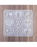 Molde para resina. Dijes y aretes. Corazones (1). 105x94x4.5 mm. 1 ud.