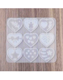 Molde para resina. Dijes y aretes. Corazones (1). 105x94x4.5 mm. 1 ud.
