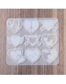 Molde para resina. Dijes y aretes. Corazones (2). 105x94x4.5 mm. 1 ud.