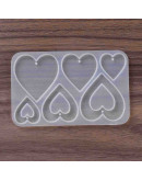 Molde para resina. Dijes y aretes. Corazones (3). 110x70x4.5 mm. 1 ud.