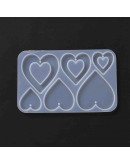 Molde para resina. Dijes y aretes. Corazones (3). 110x70x4.5 mm. 1 ud.