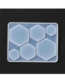 Molde para resina. Dijes y aretes. Hexágonos. 120x95x5.8 mm. 2 mm perforación. 1 ud.