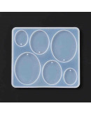 Molde para resina. Dijes y aretes. Ovalos. 109x98x5.5 mm. 2 mm perforación. 1 ud.