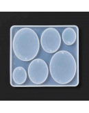 Molde para resina. Dijes y aretes. Ovalos. 109x98x5.5 mm. 2 mm perforación. 1 ud.