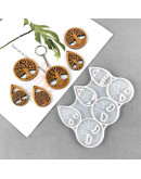 Molde para resina. Dijes y aretes. Arboles. 104x155x6 mm. 1.8 mm perforación. 1 ud.