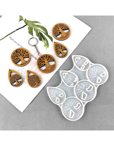 Molde para resina. Dijes y aretes. Arboles. 104x155x6 mm. 1.8 mm perforación. 1 ud.