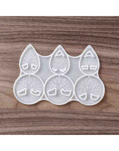 Molde para resina. Dijes y aretes. Arboles. 104x155x6 mm. 1.8 mm perforación. 1 ud.