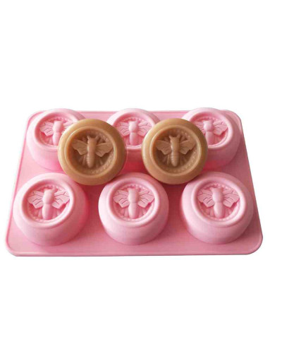 Molde para jabones. Abejas. 6 espacios. Grado alimentario. 210x143x21 mm. 1 ud.