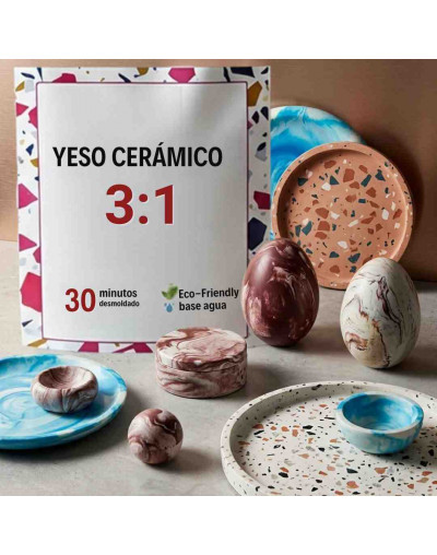 Yeso cerámico. Castin Resin Gypsum. Relación 3:1. Secado rápido, moldear piezas decorativas.. 1 kg.