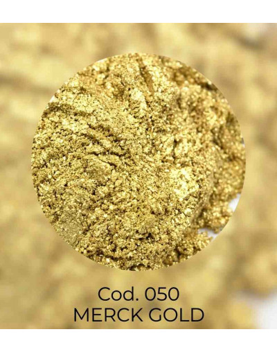 Polvo Mica. MERK GOLD. Para uso con resina, cera, parafina y glicerina. 50 gramos.