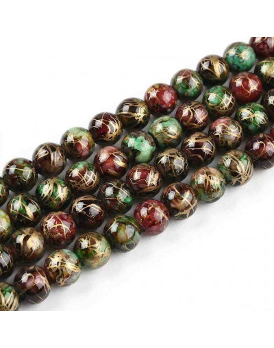 Esfera. Drawbench Style. Red Win - Green. 6~6.5 mm. 1 mm perforación. 140 uds hilo aprox.